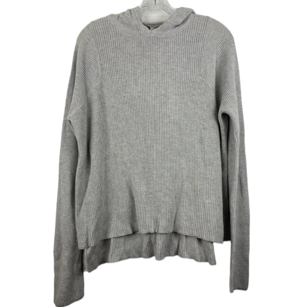 Athleta Rest Day Ribbed Knit Lightweight Hoodie in Light Gray XS